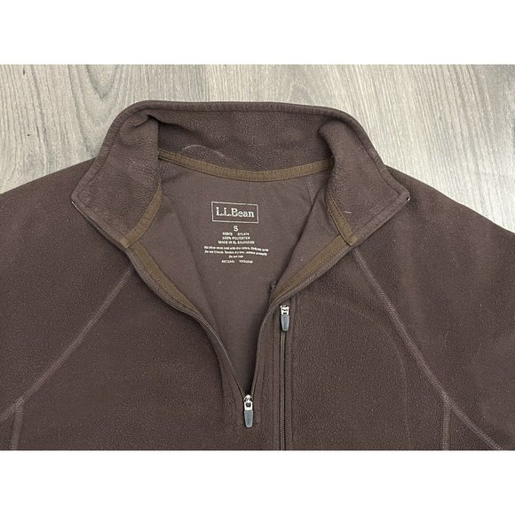 LL Bean 1/4 Quarter Zip Brown Fleece Pullover Mens Small Regular Lightweight - Picture 4 of 6
